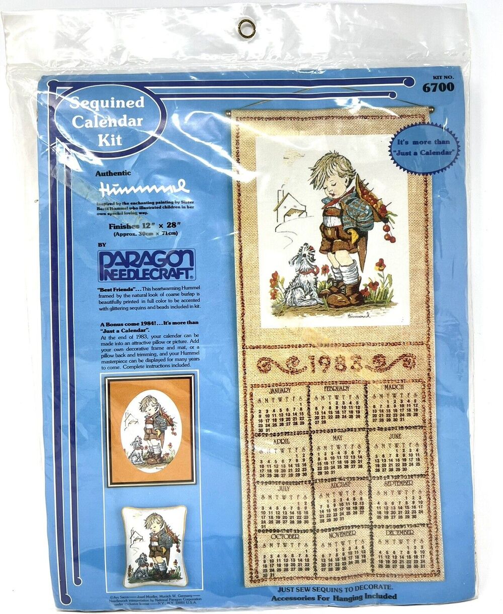 Vintage Paragon Needlecraft Hummel Sequined Calendar Kit Best Friends 1983